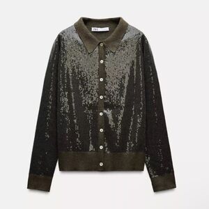 Zara Knit Cardigan With Sequins